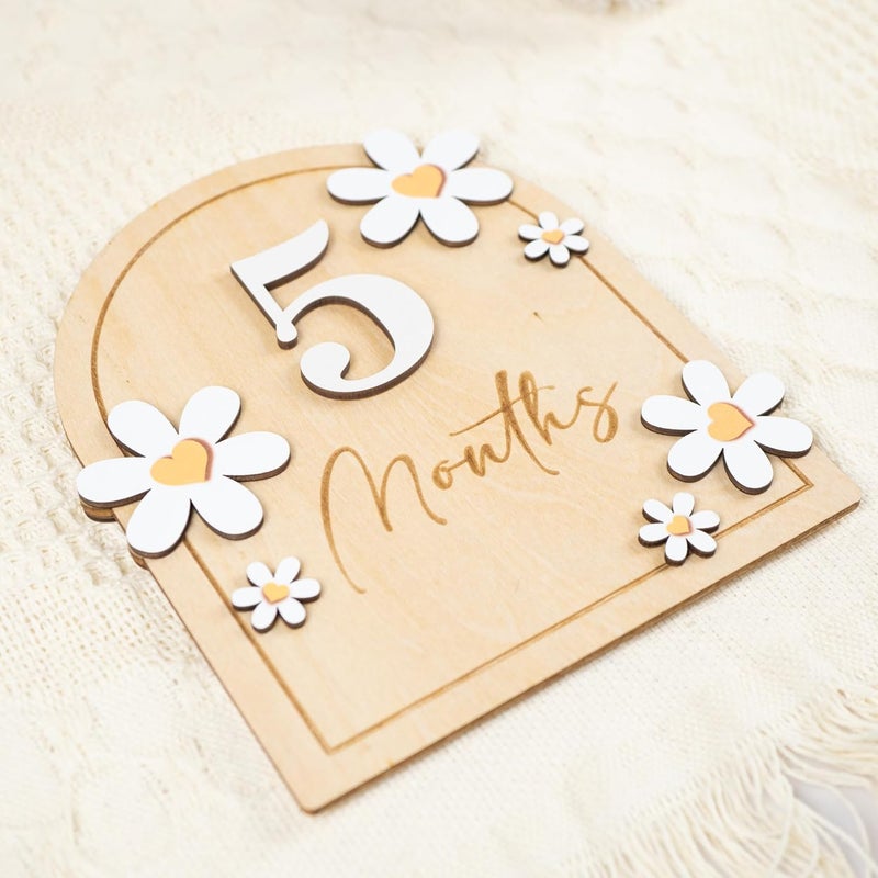 HONOCOOLS Store Baby Monthly Milestone Cards - Wooden Monthly Milestone Discs - Newborn Photography Props to Document Your Baby´s Growth - Baby Announcement Sign (B05) - Image 3